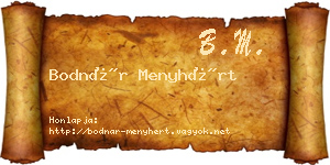 Bodnár Menyhért névjegykártya